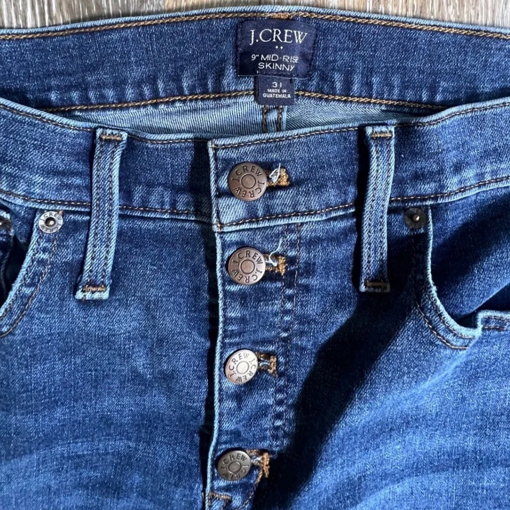 J.Crew Skinny Jeans Womens 31 Blue Good Distressed 9